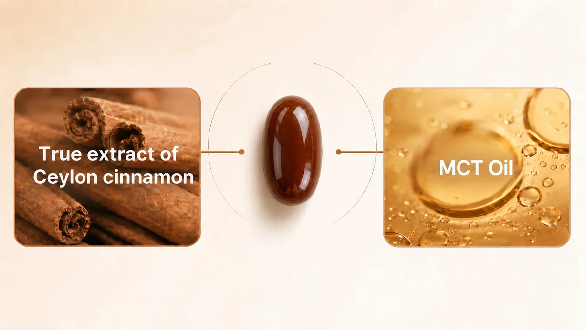Good Health ingredients — real Ceylon cinnamon extract and MCT oil